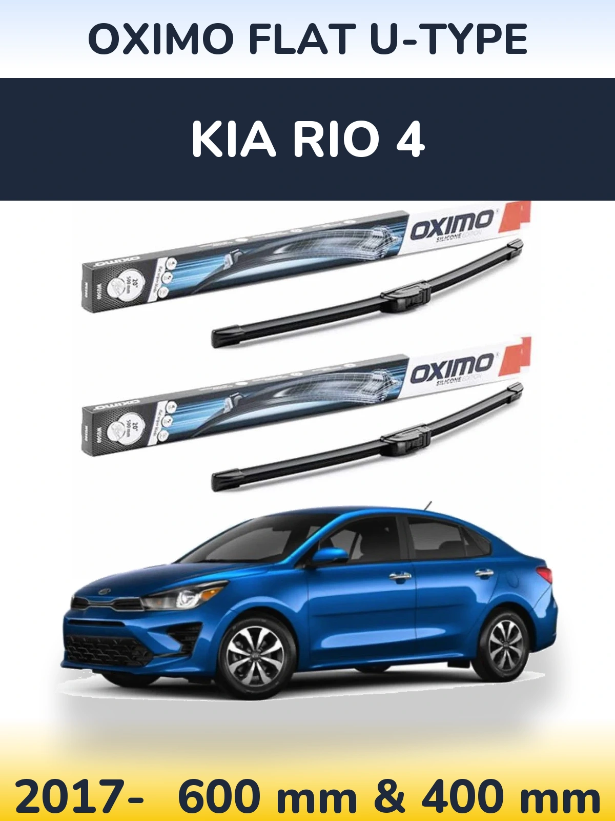 Sada předních stěračů Oximo Flat U-type 600 a 400 mm pro KIA Rio 4 2017-2026