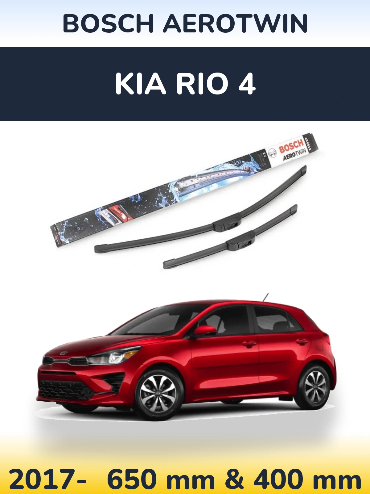 Sada předních stěračů BOSCH AeroTwin 650 a 400 mm pro KIA Rio 4 2017-2026