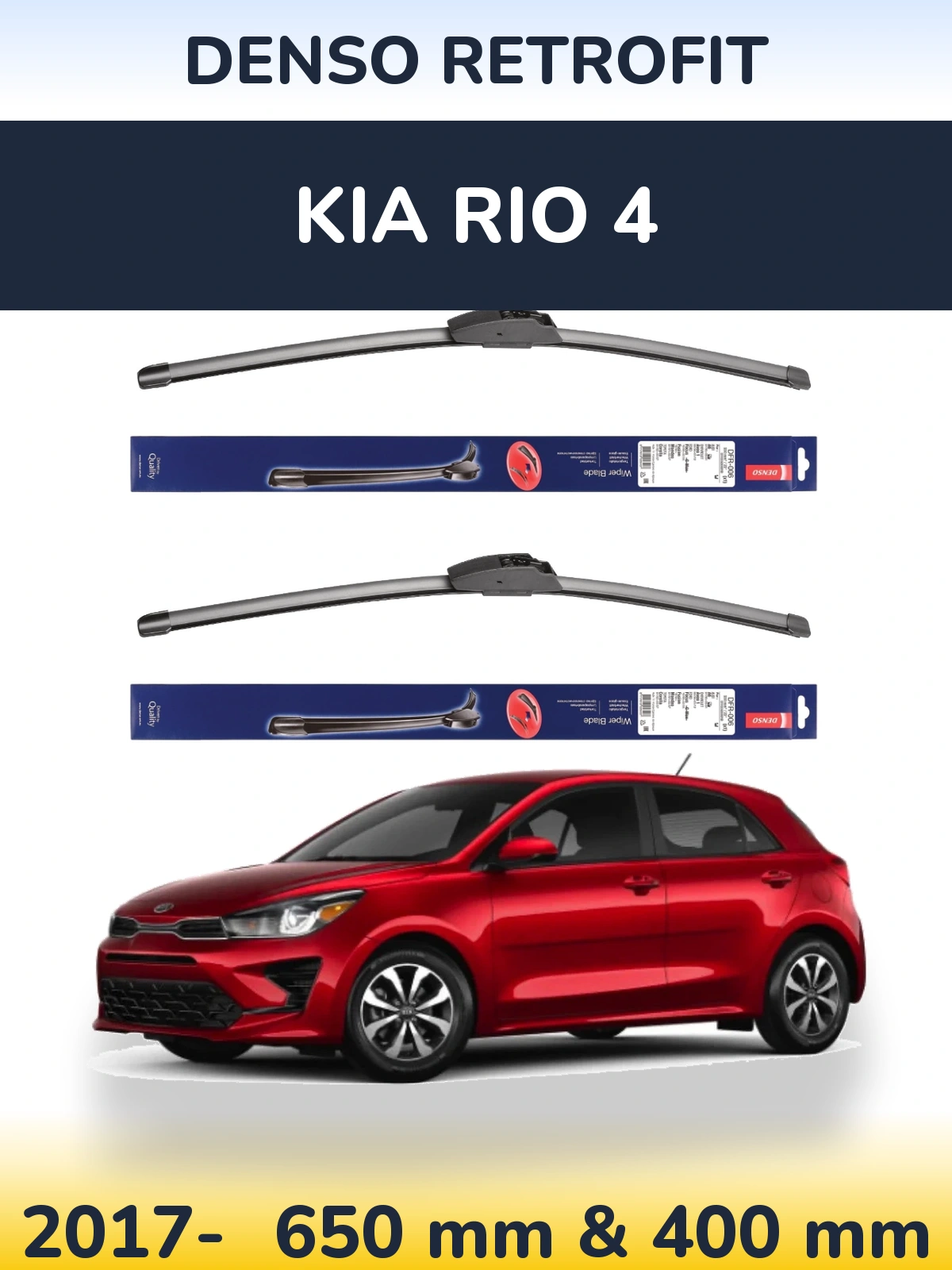 Sada předních stěračů Denso Retrofit 650 a 400 mm pro KIA Rio 4 2017-2026