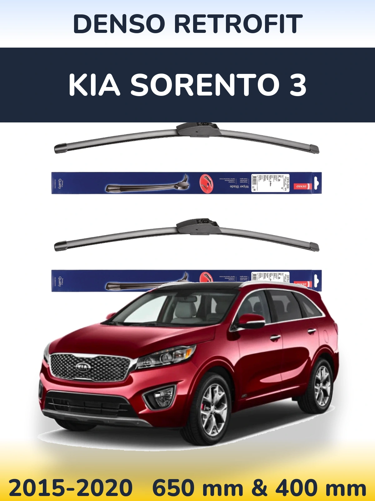 Sada předních stěračů Denso Retrofit 650 a 400 mm pro KIA Sorento 3 2015-2020