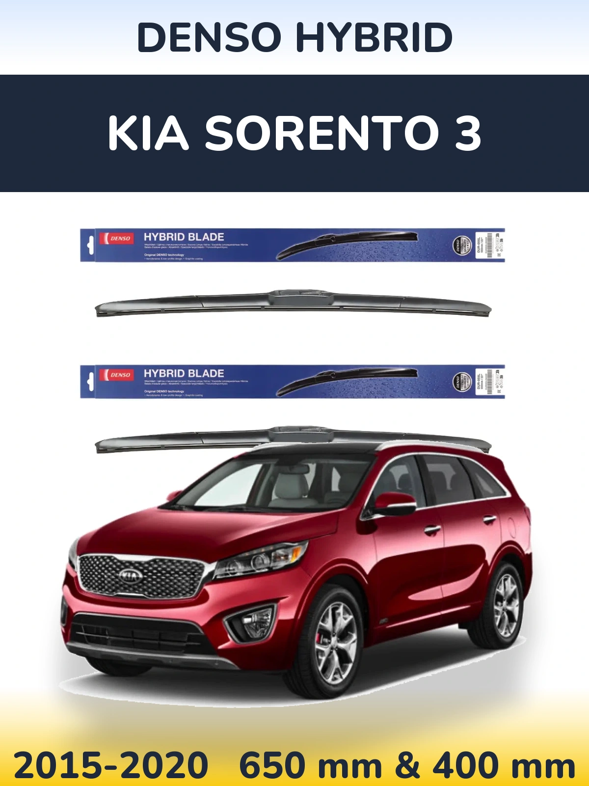 Sada předních stěračů Denso Hybrid 650 a 400 mm pro KIA Sorento 3 2015-2020