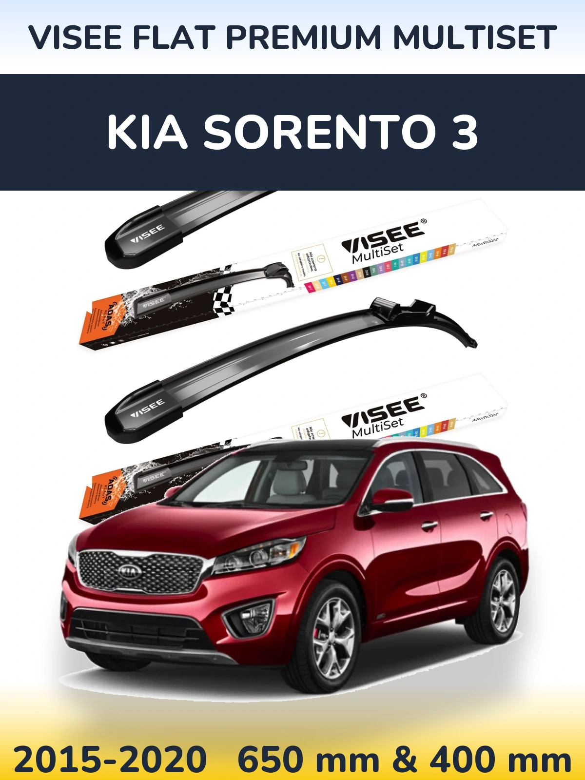 Sada předních stěračů VISEE FLAT PREMIUM MultiSet 650 a 400 mm pro KIA Sorento 3 2015-2020