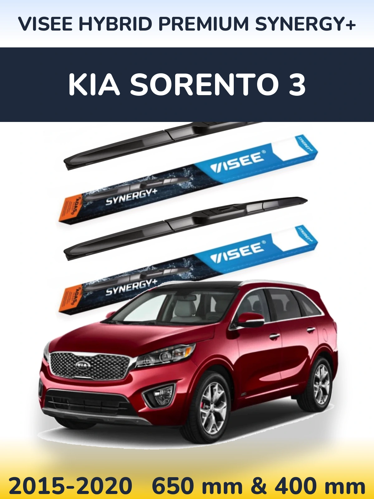 Sada předních stěračů VISEE HYBRID PREMIUM SYNERGY+ 650 a 400 mm pro KIA Sorento 3 2015-2020