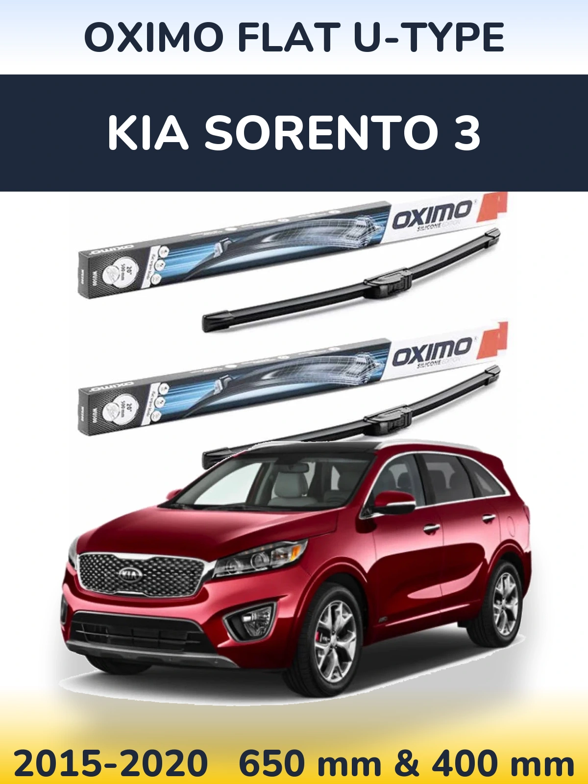 Sada předních stěračů Oximo Flat U-type 650 a 400 mm pro KIA Sorento 3 2015-2020