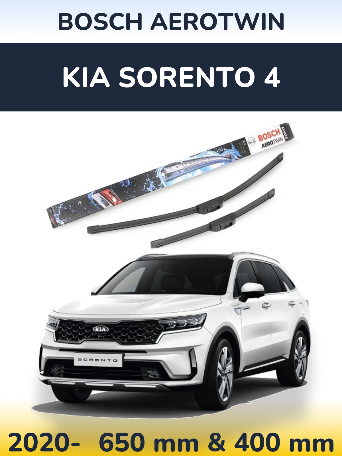 Sada předních stěračů BOSCH AeroTwin 650 a 400 mm pro KIA Sorento 4 2020-2026