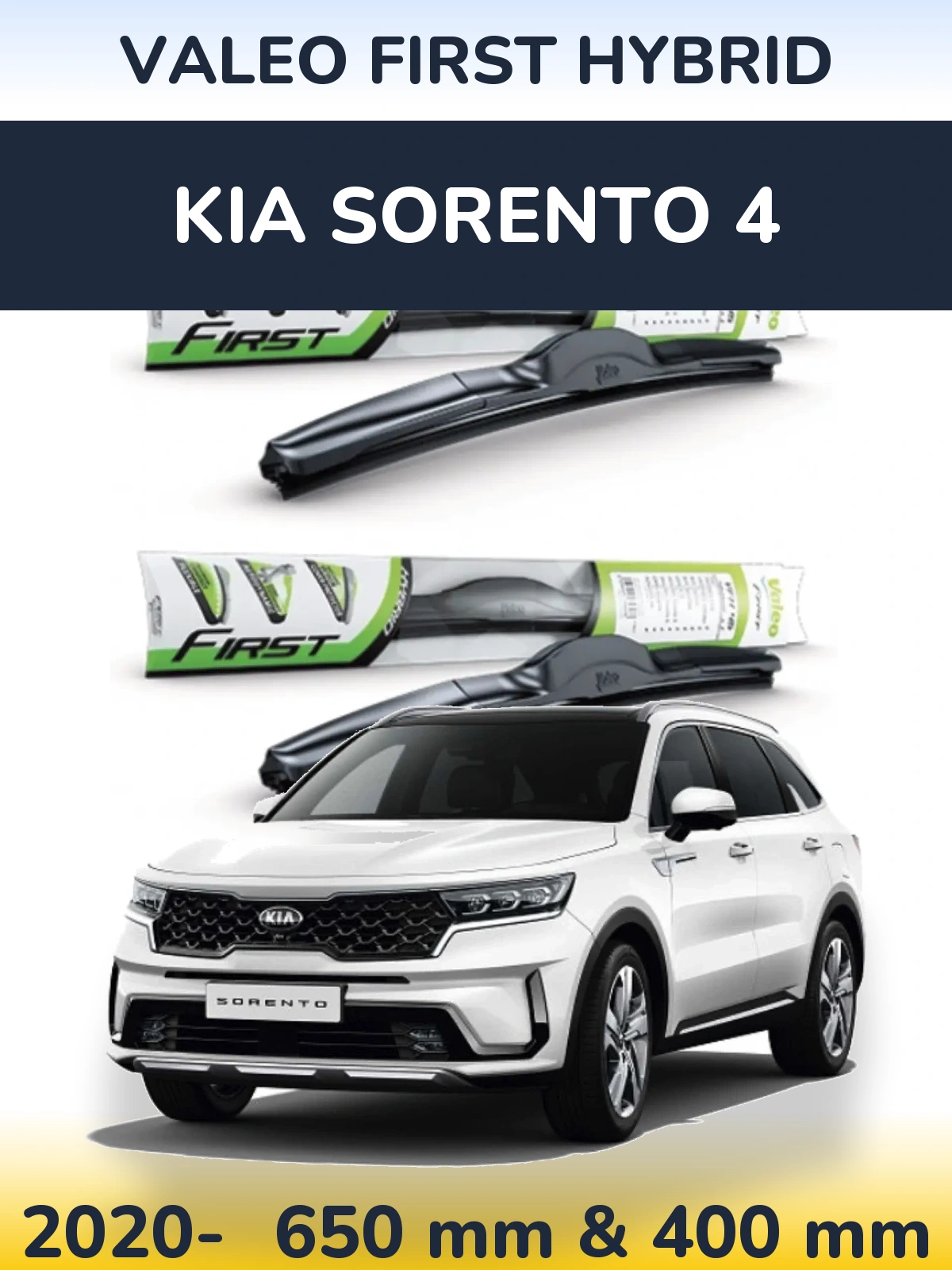Sada předních stěračů Valeo First Hybrid 650 a 400 mm pro KIA Sorento 4 2020-2026