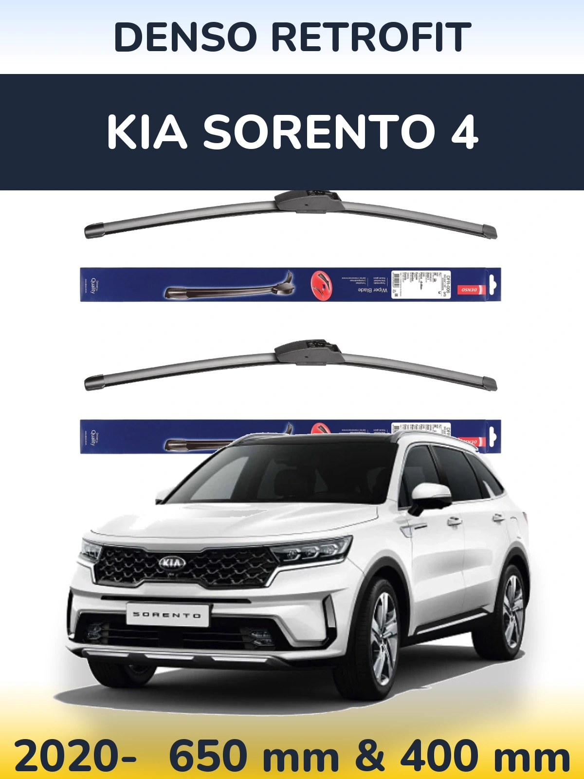 Sada předních stěračů Denso Retrofit 650 a 400 mm pro KIA Sorento 4 2020-2026