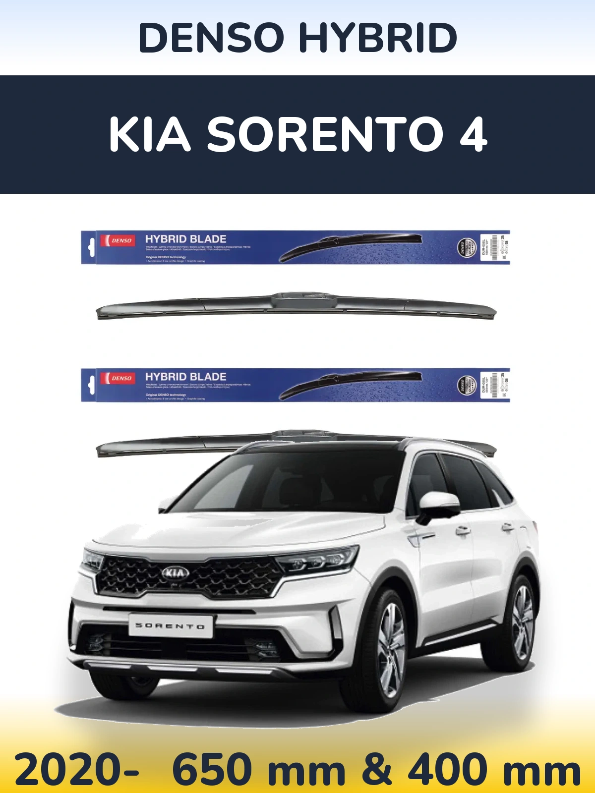 Sada předních stěračů Denso Hybrid 650 a 400 mm pro KIA Sorento 4 2020-2026