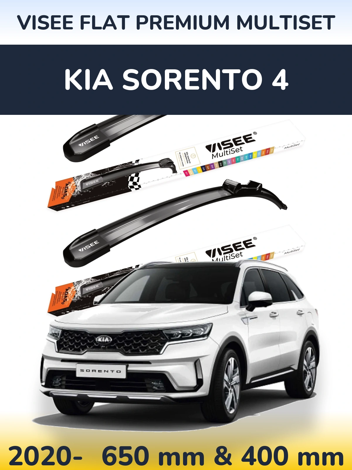 Sada předních stěračů VISEE FLAT PREMIUM MultiSet 650 a 400 mm pro KIA Sorento 4 2020-2026