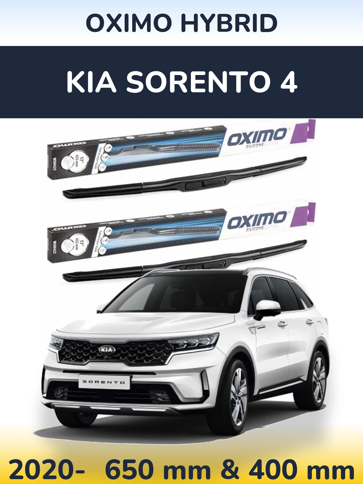 Sada předních stěračů Oximo Hybrid 650 a 400 mm pro KIA Sorento 4 2020-2026