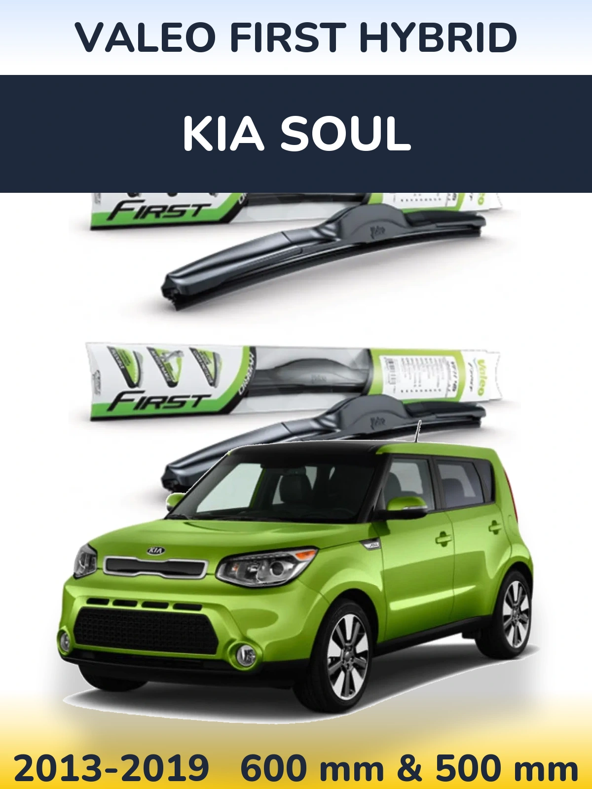 Sada předních stěračů Valeo First Hybrid 600 a 500 mm pro KIA Soul 2013-2019