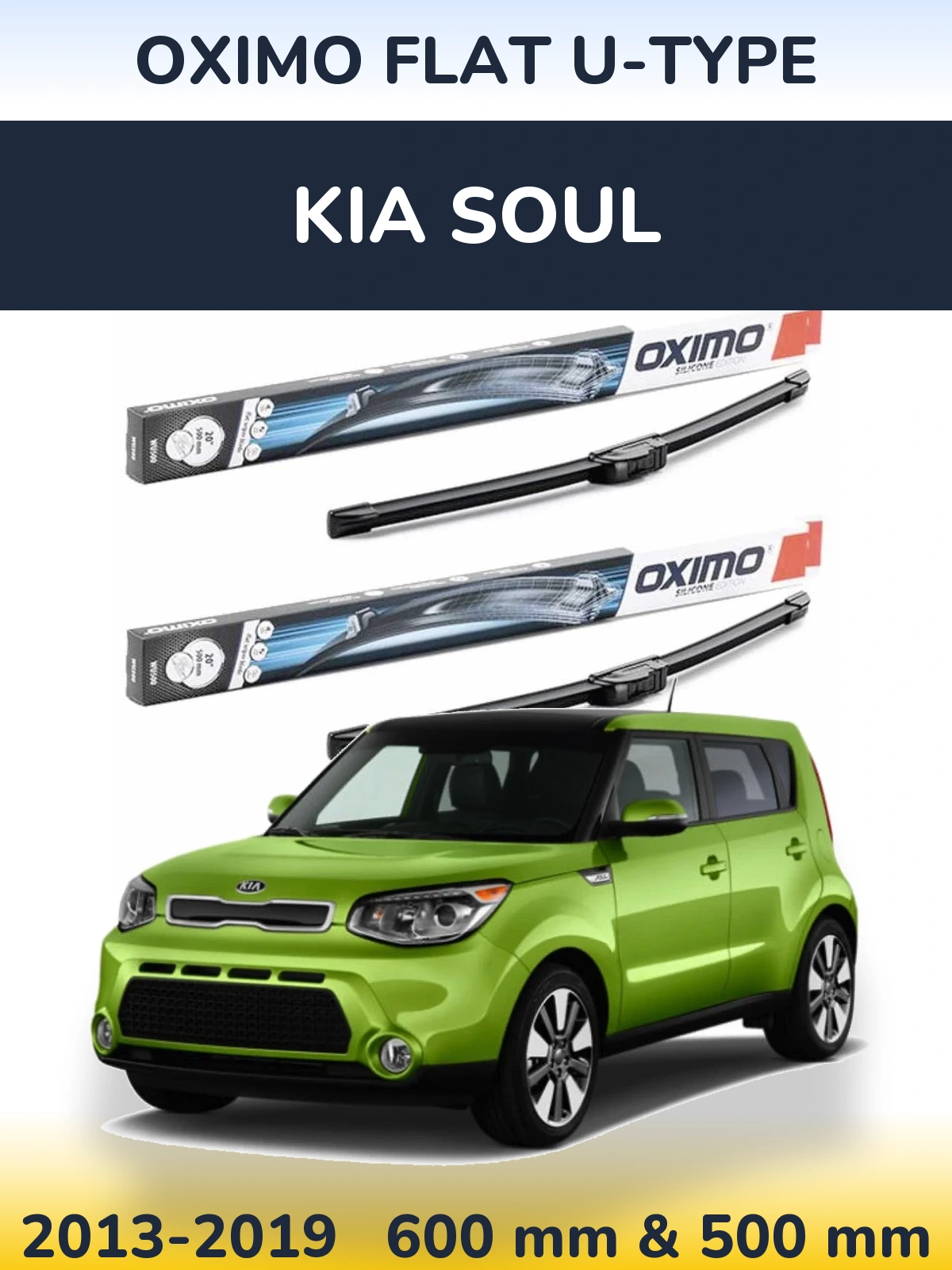 Sada předních stěračů Oximo Flat U-type 600 a 500 mm pro KIA Soul 2013-2019