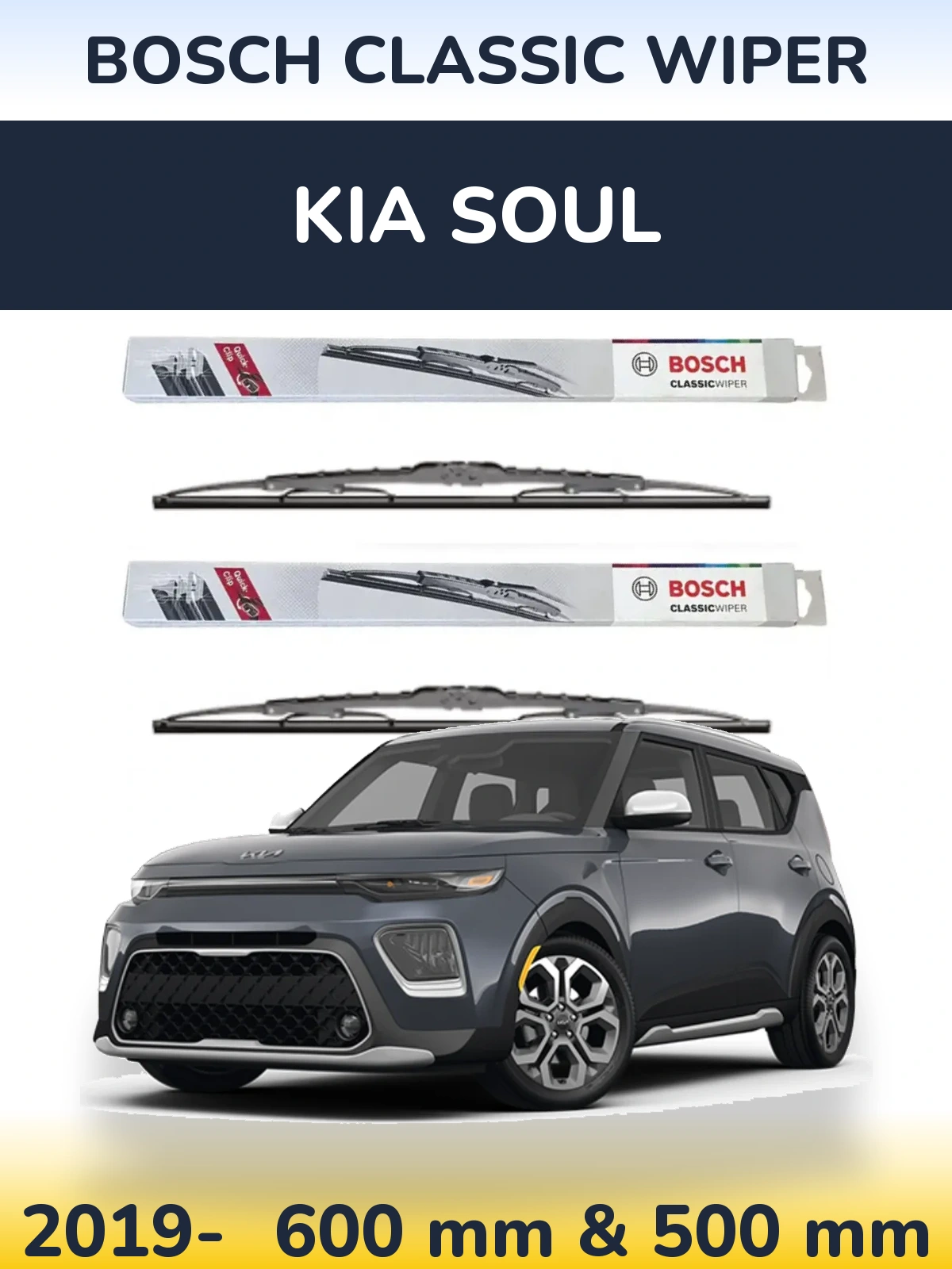 Sada předních stěračů BOSCH Classic Wiper 600 a 500 mm pro KIA Soul 2019-2026