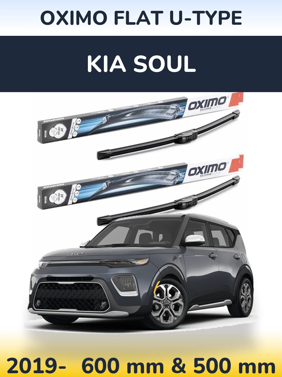 Sada předních stěračů Oximo Flat U-type 600 a 500 mm pro KIA Soul 2019-2026