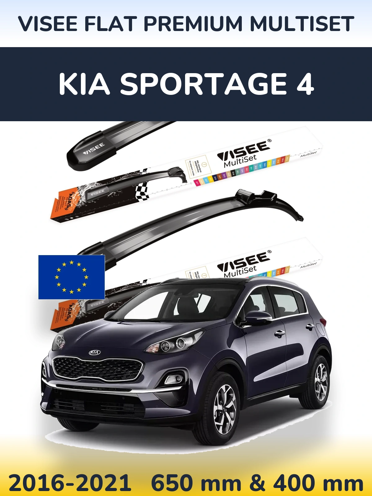 Sada předních stěračů VISEE FLAT PREMIUM MultiSet 650 a 400 mm pro KIA Sportage 4 2016-2021