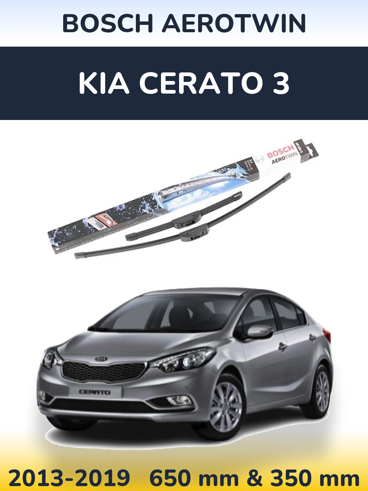 Sada předních stěračů BOSCH AeroTwin 650 a 350 mm pro KIA Cerato 3 2013-2019