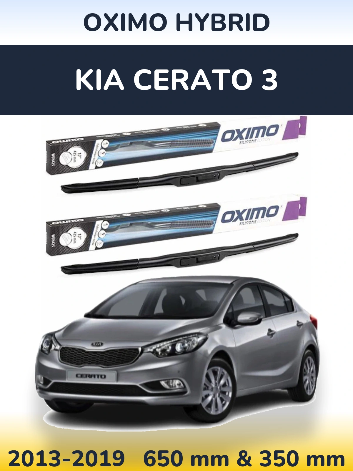Sada předních stěračů Oximo Hybrid 650 a 350 mm pro KIA Cerato 3 2013-2019