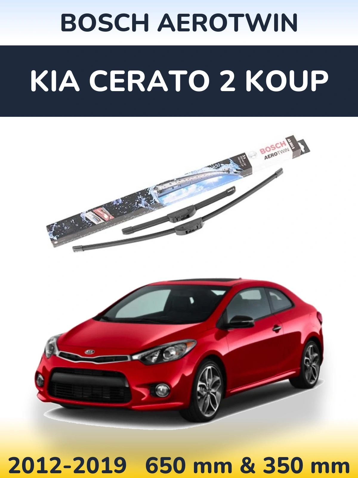 Sada předních stěračů BOSCH AeroTwin 650 a 350 mm pro KIA Cerato 2 Koup 2012-2019