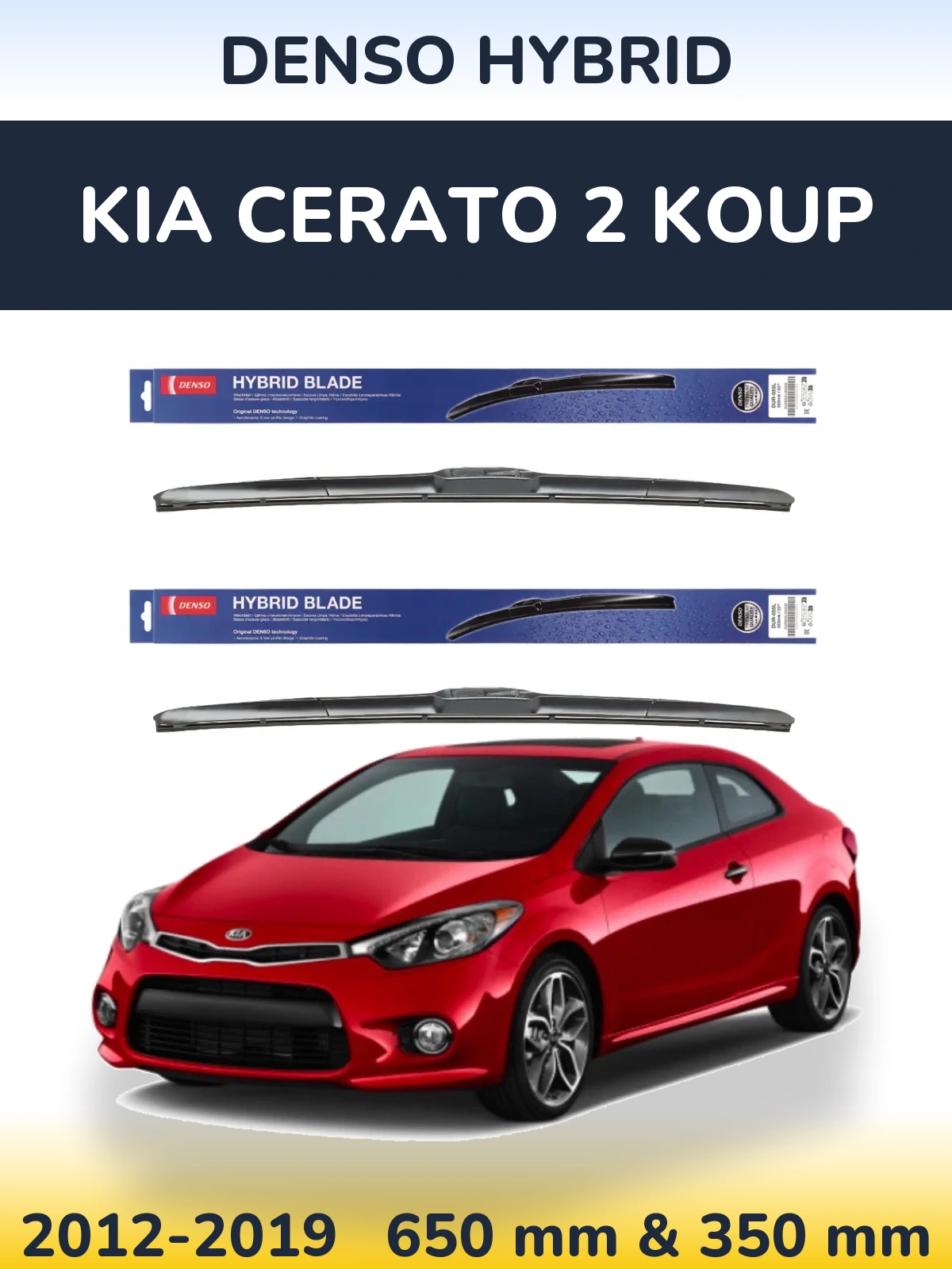Sada předních stěračů Denso Hybrid 650 a 350 mm pro KIA Cerato 2 Koup 2012-2019