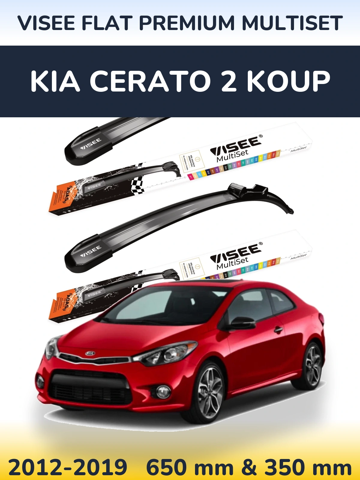 Sada předních stěračů VISEE FLAT PREMIUM MultiSet 650 a 350 mm pro KIA Cerato 2 Koup 2012-2019