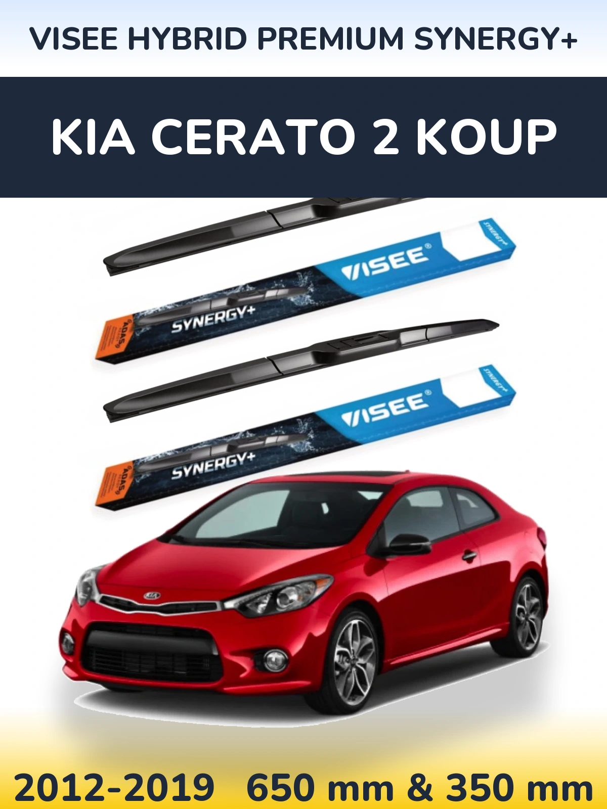Sada předních stěračů VISEE HYBRID PREMIUM SYNERGY+ 650 a 350 mm pro KIA Cerato 2 Koup 2012-2019