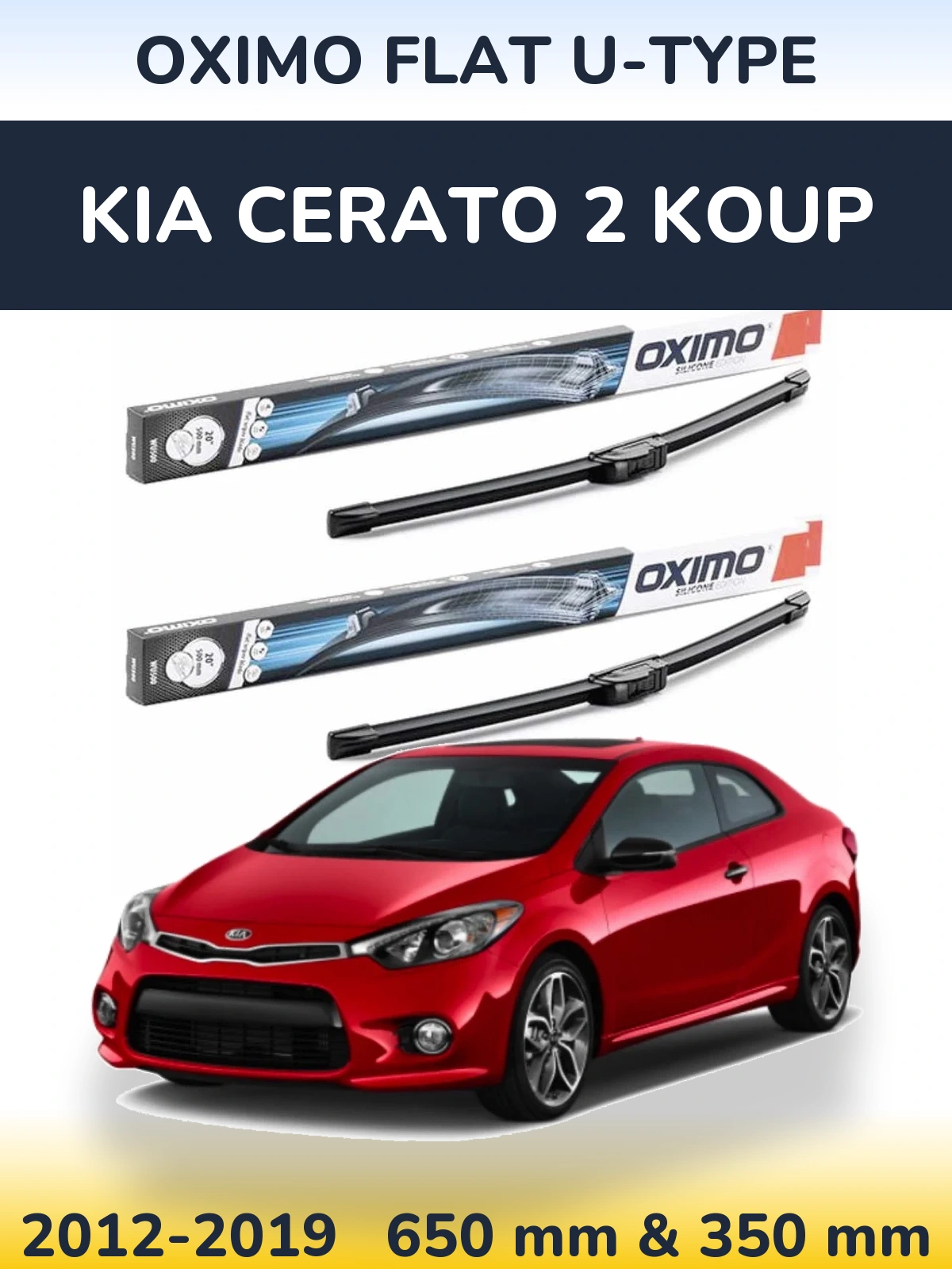 Sada předních stěračů Oximo Flat U-type 650 a 350 mm pro KIA Cerato 2 Koup 2012-2019