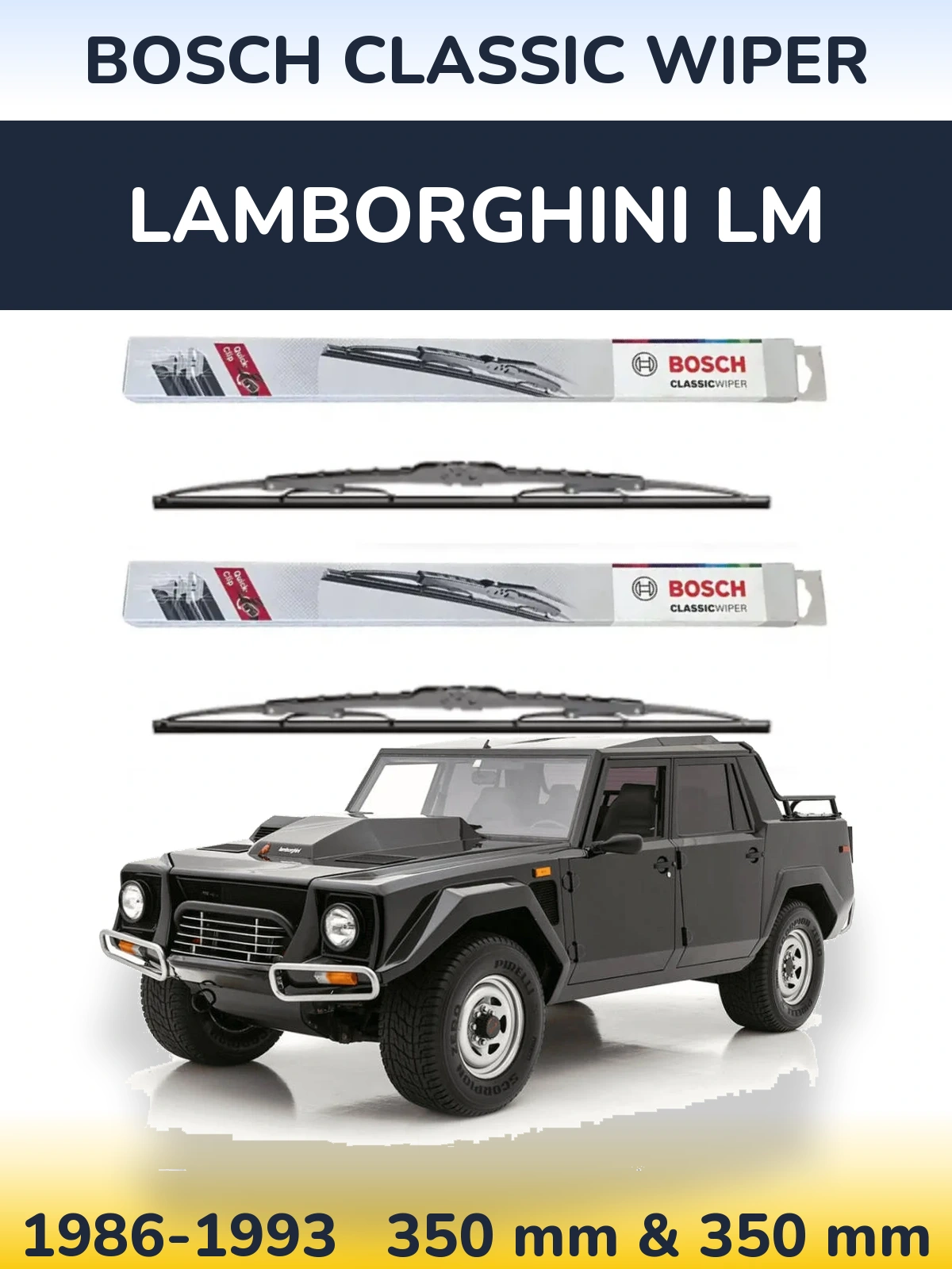 Sada předních stěračů BOSCH Classic Wiper 340 a 340 mm pro Lamborghini LM 1986-1993