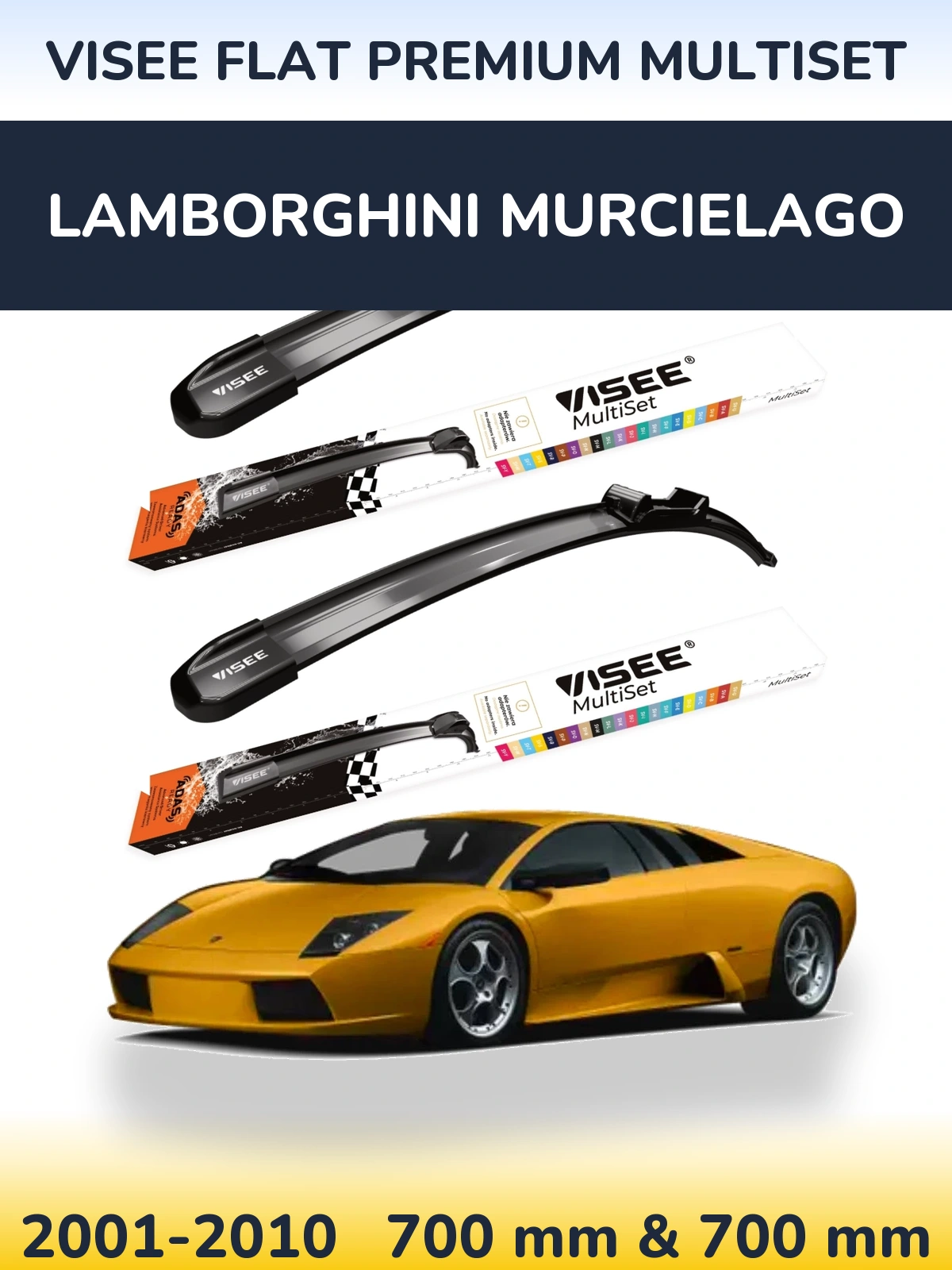 Sada předních stěračů VISEE FLAT PREMIUM MultiSet 700 a 700 mm pro Lamborghini Murcielago 2001-2010