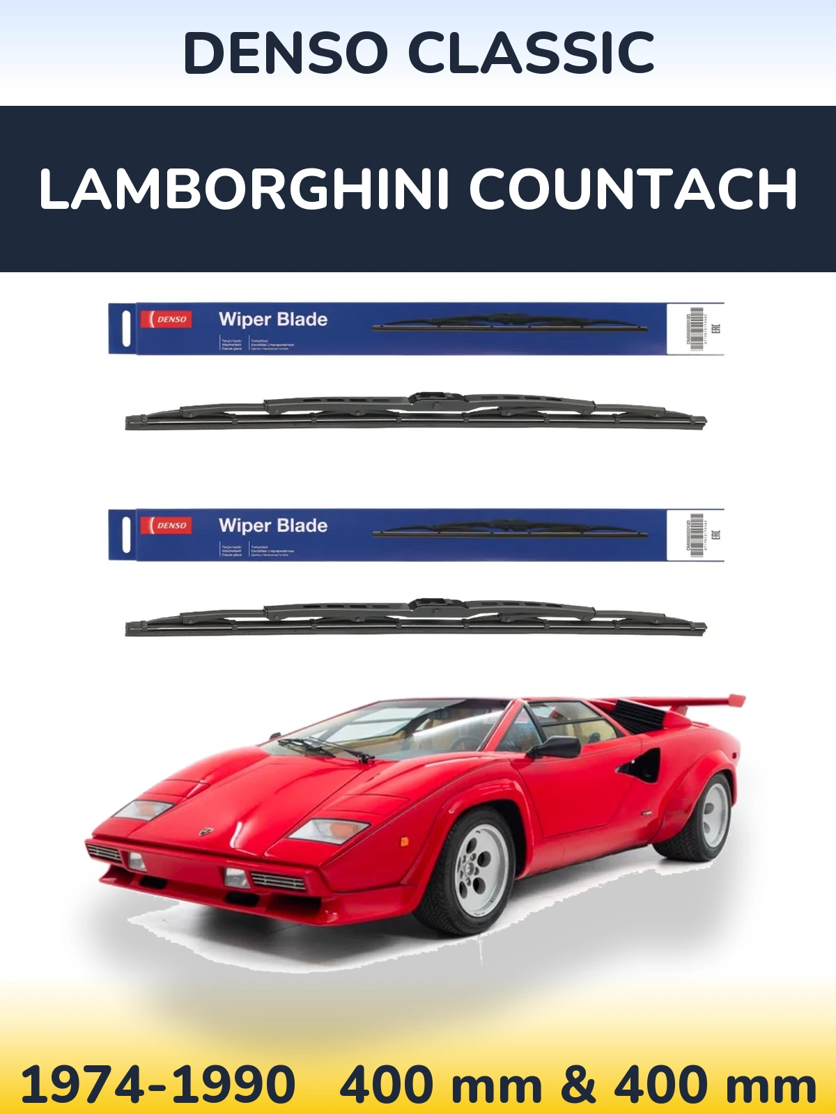 Sada předních stěračů Denso Classic 400 a 400 mm pro Lamborghini Countach 1974-1990