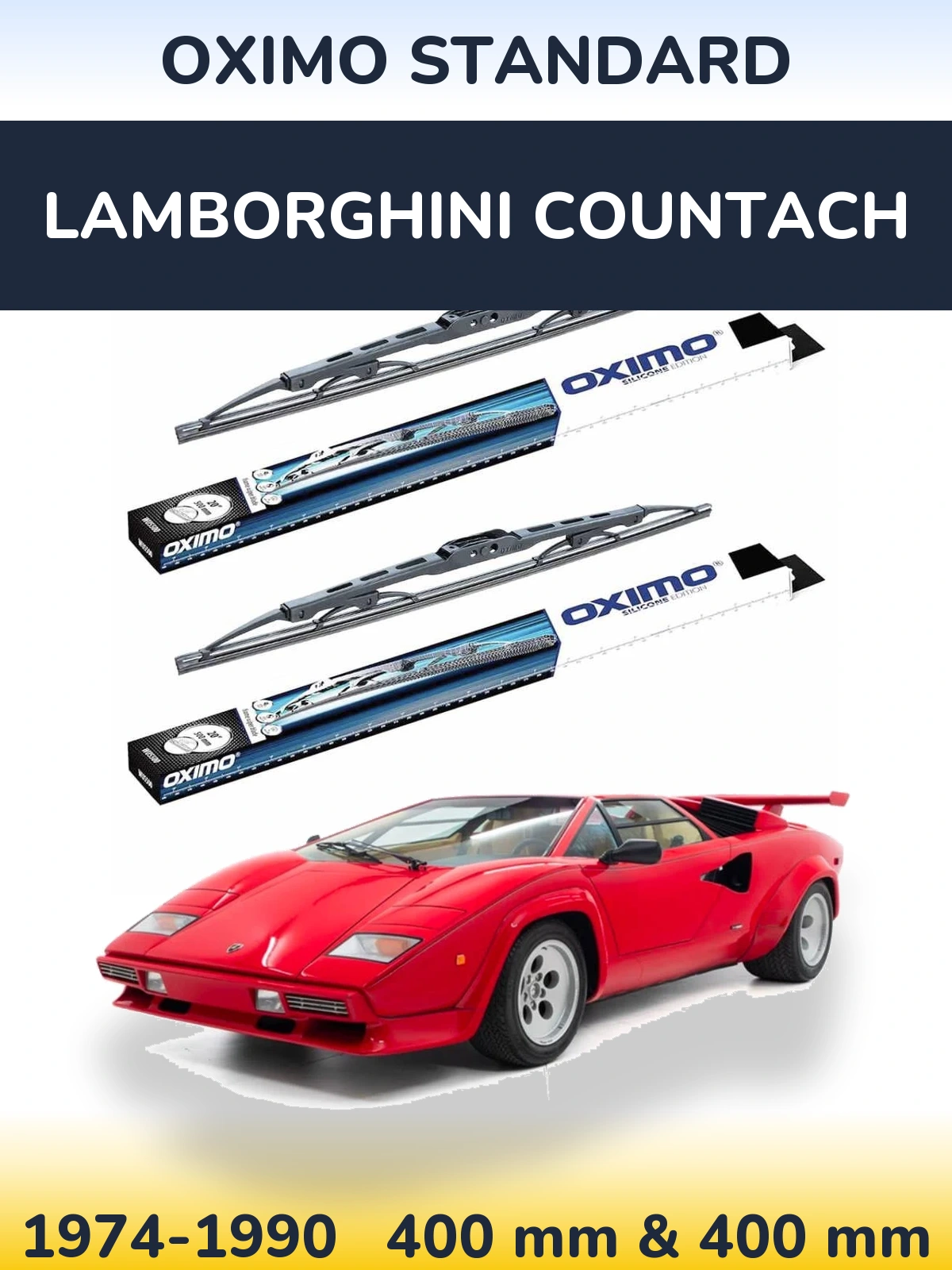 Sada předních stěračů Oximo Standard 400 a 400 mm pro Lamborghini Countach 1974-1990