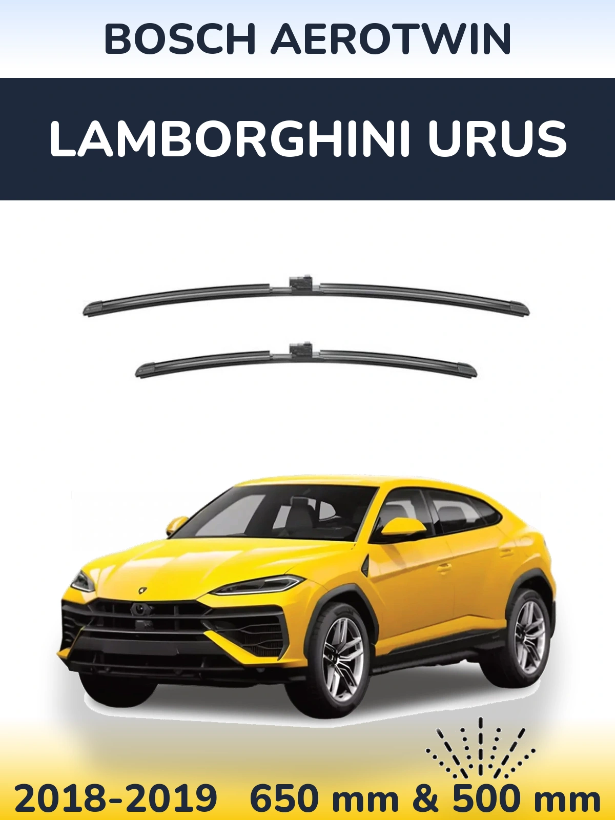 Sada předních stěračů BOSCH AeroTwin 650 a 500 mm pro Lamborghini Urus 2018-2019