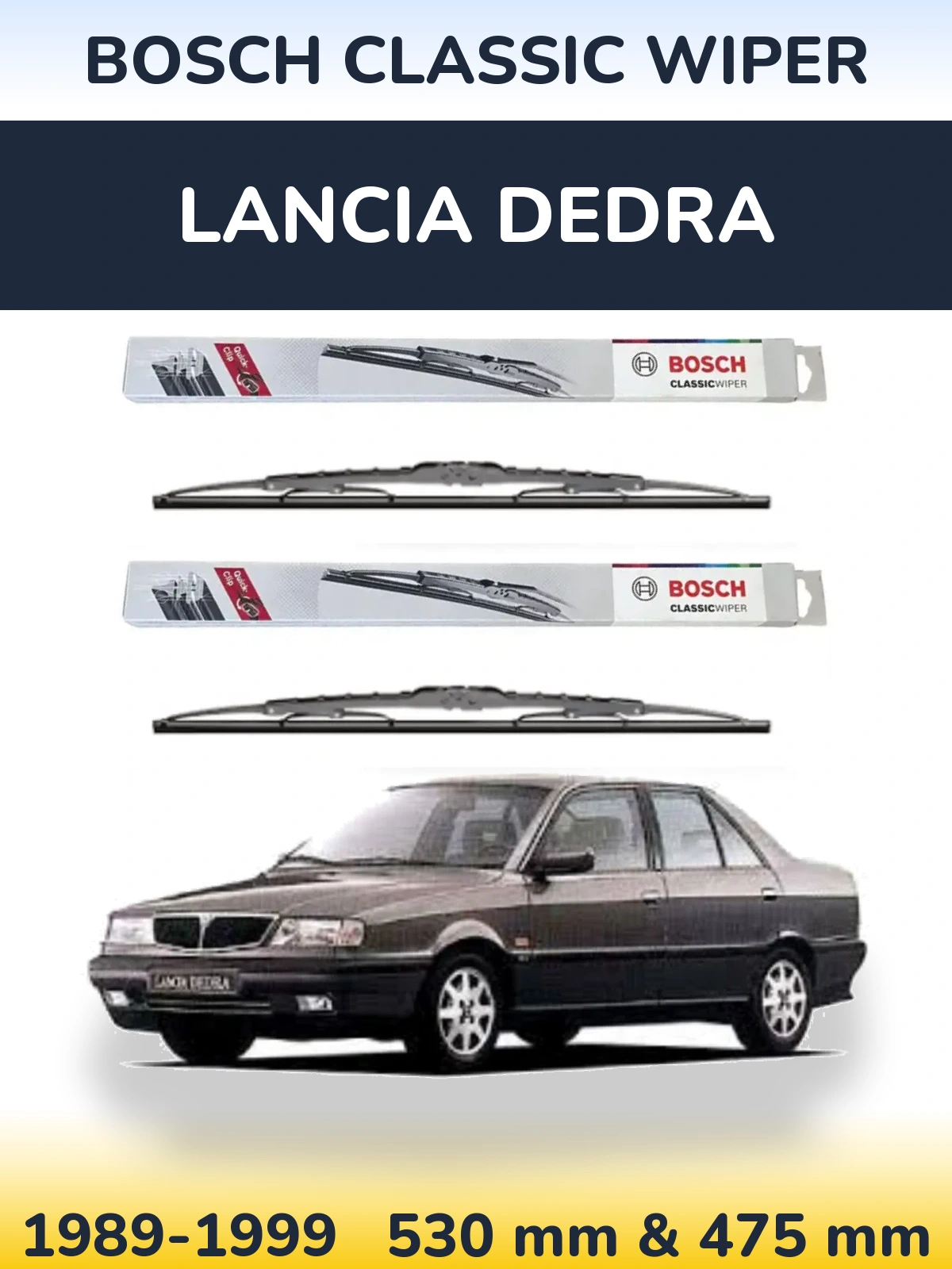 Sada předních stěračů BOSCH Classic Wiper 530 a 475 mm pro Lancia Dedra 1989-1999