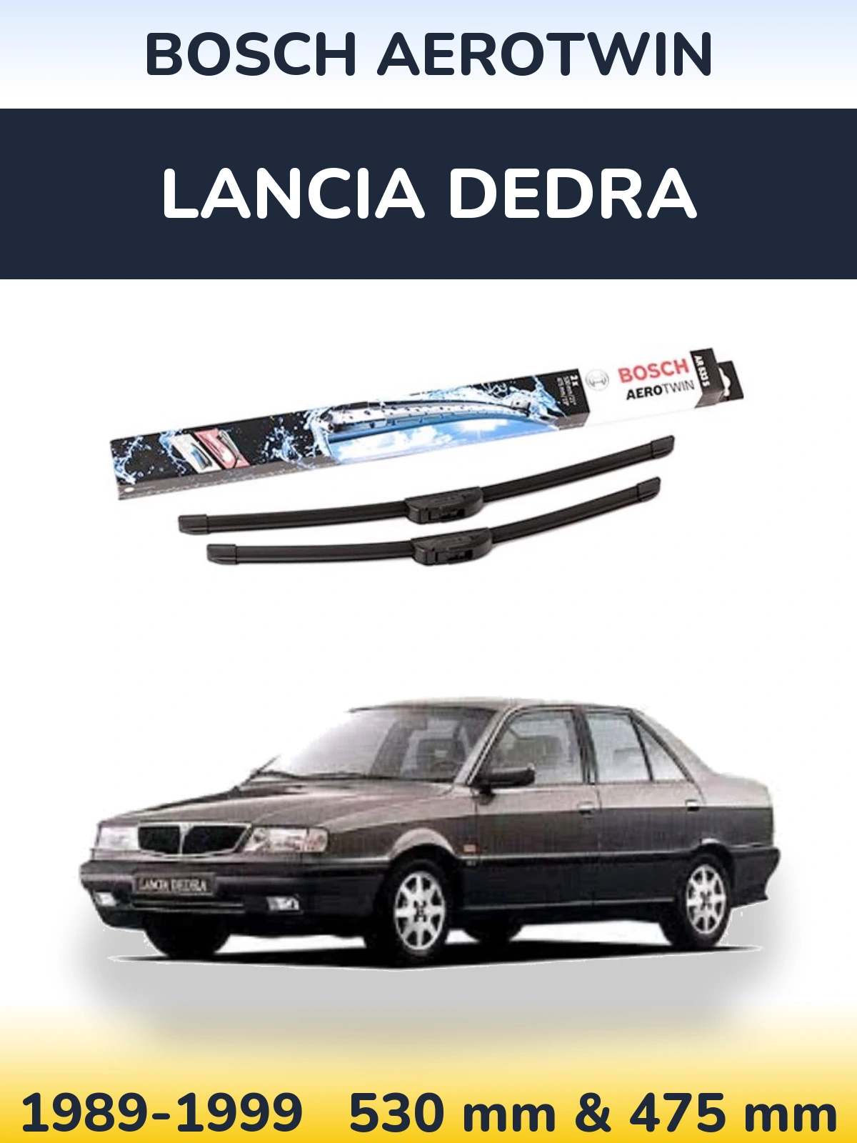 Комплект передніх щіток BOSCH AeroTwin 530 & 475 мм для Lancia Dedra 1989-1999