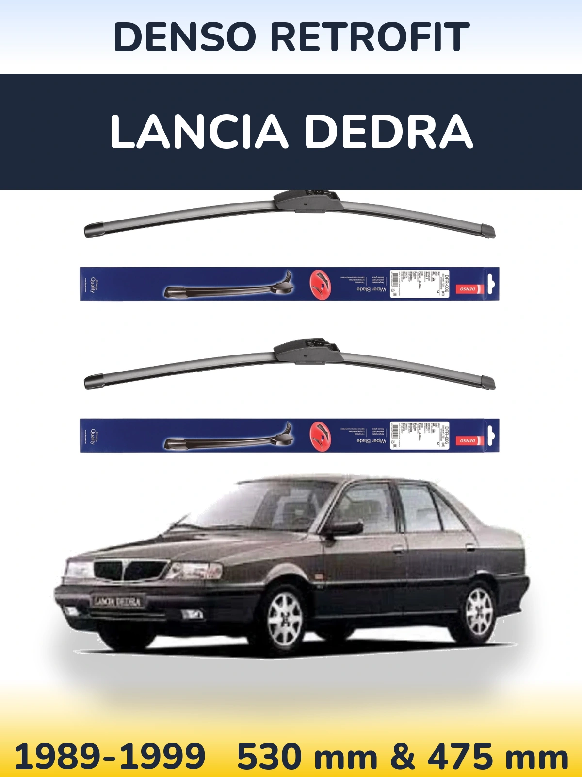 Sada předních stěračů Denso Retrofit 530 a 475 mm pro Lancia Dedra 1989-1999