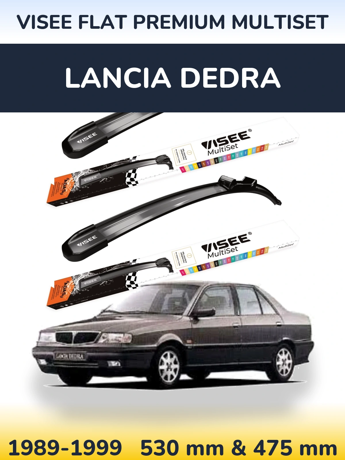 Sada předních stěračů VISEE FLAT PREMIUM MultiSet 530 a 475 mm pro Lancia Dedra 1989-1999