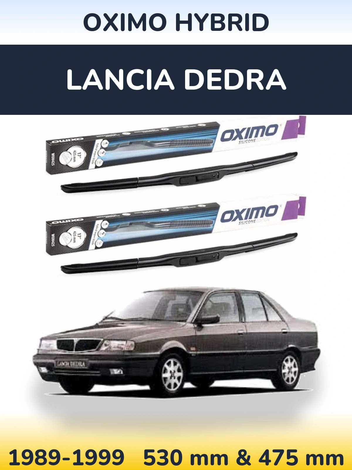 Sada předních stěračů Oximo Hybrid 530 a 475 mm pro Lancia Dedra 1989-1999