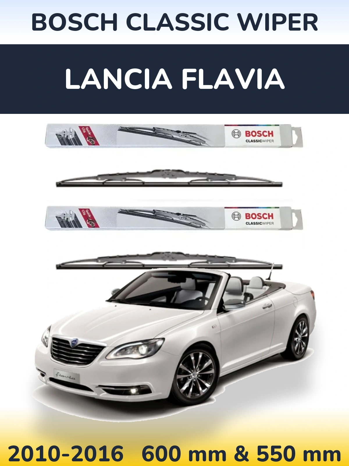 Sada předních stěračů BOSCH Classic Wiper 600 a 550 mm pro Lancia Flavia 2010-2016