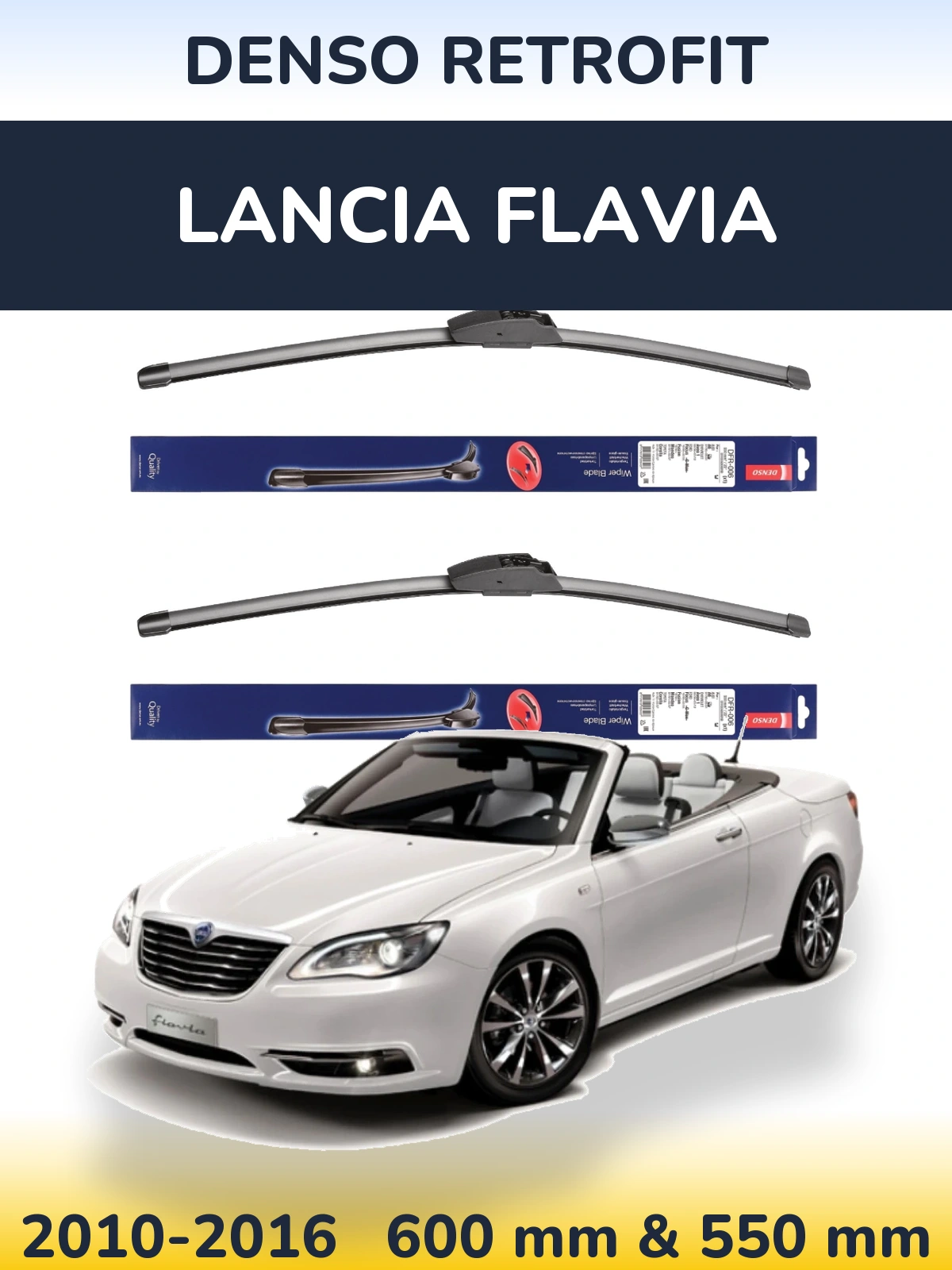 Sada předních stěračů Denso Retrofit 600 a 550 mm pro Lancia Flavia 2010-2016