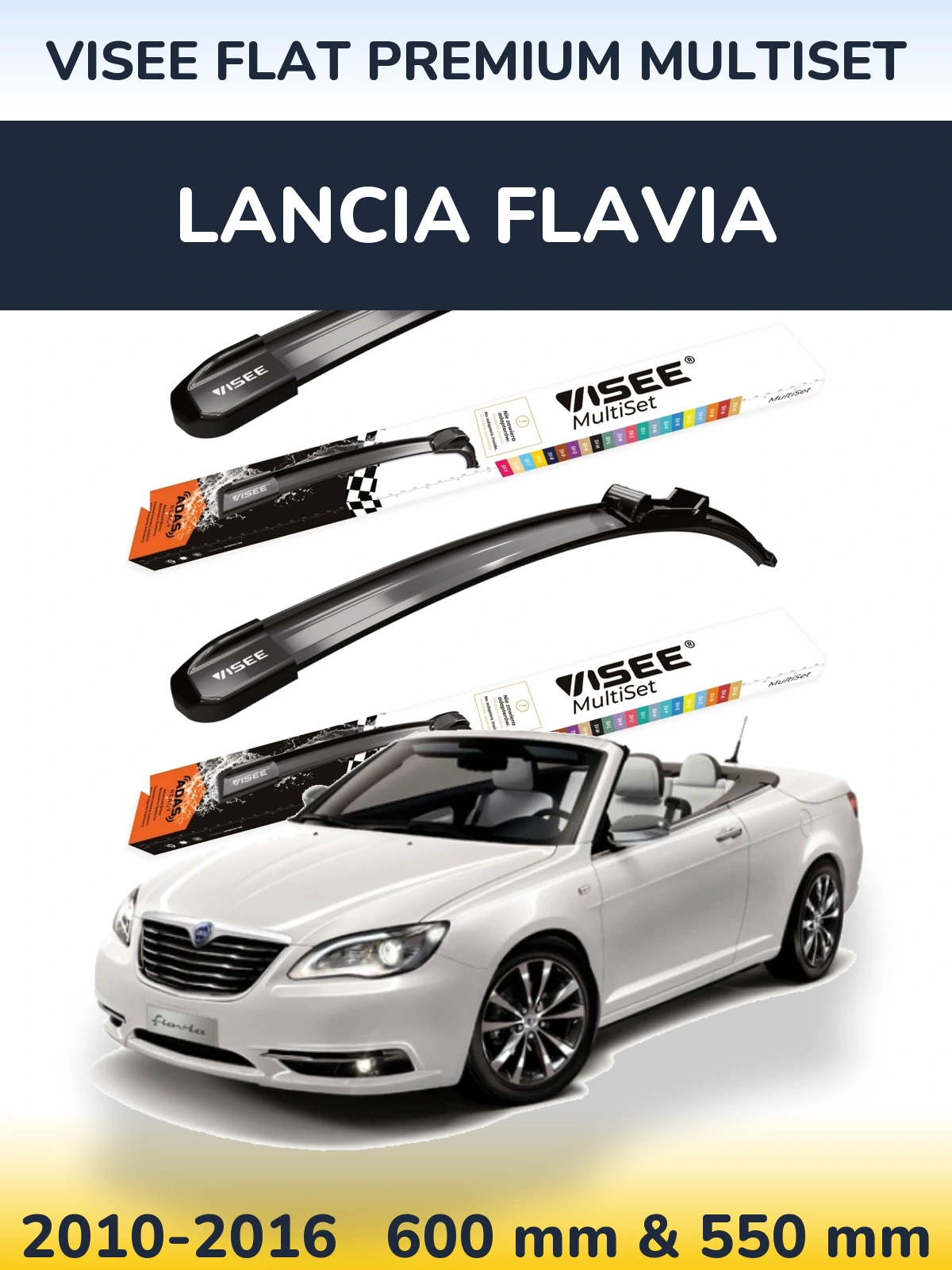 Комплект передніх щіток VISEE FLAT PREMIUM MultiSet 600 & 550 мм для Lancia Flavia 2010-2016