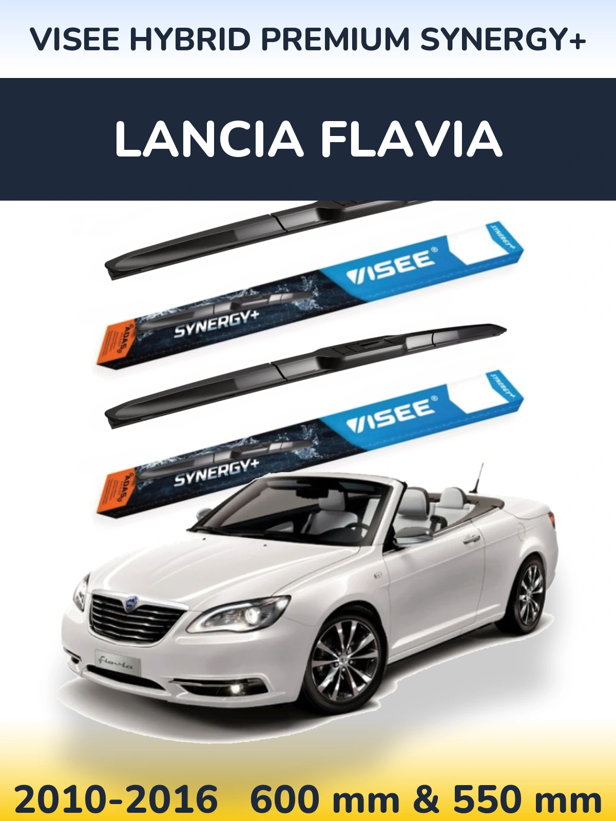 Sada předních stěračů VISEE HYBRID PREMIUM SYNERGY+ 600 a 550 mm pro Lancia Flavia 2010-2016
