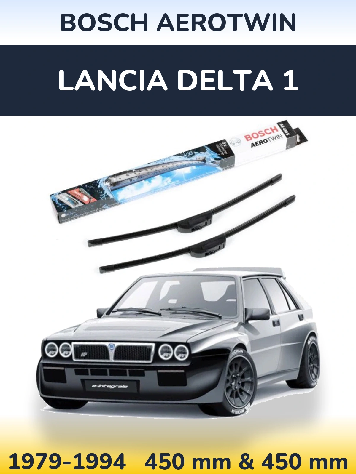Sada předních stěračů BOSCH AeroTwin 450 a 450 mm pro Lancia Delta 1 1979-1994