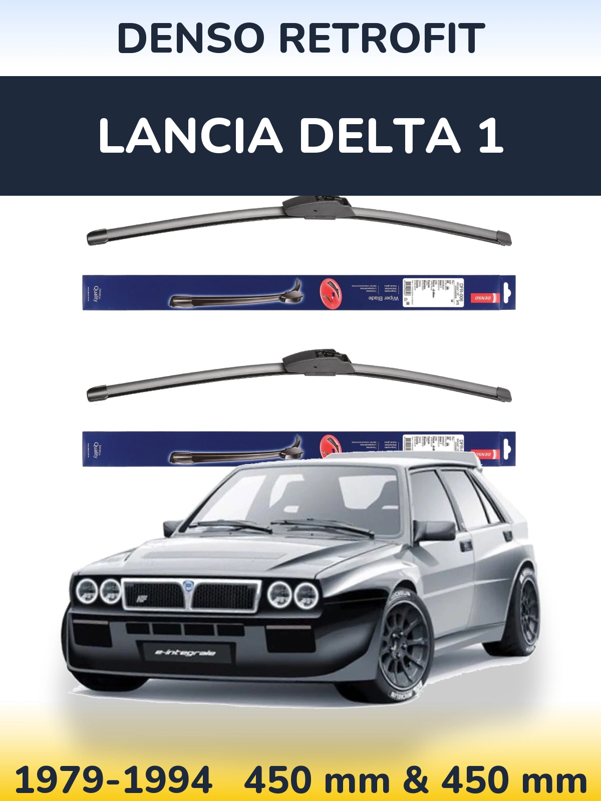 Sada předních stěračů Denso Retrofit 450 a 450 mm pro Lancia Delta 1 1979-1994