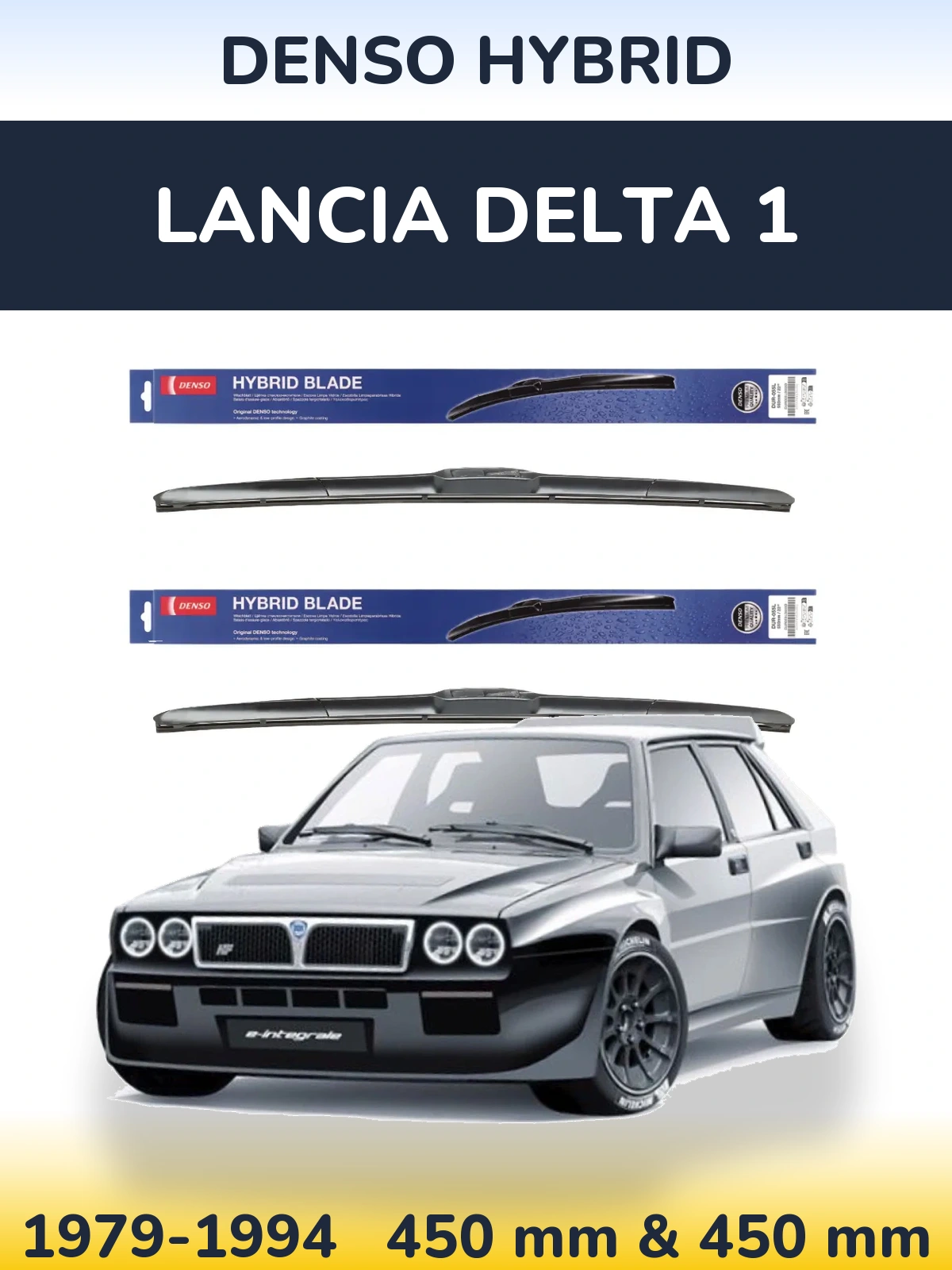 Sada předních stěračů Denso Hybrid 450 a 450 mm pro Lancia Delta 1 1979-1994