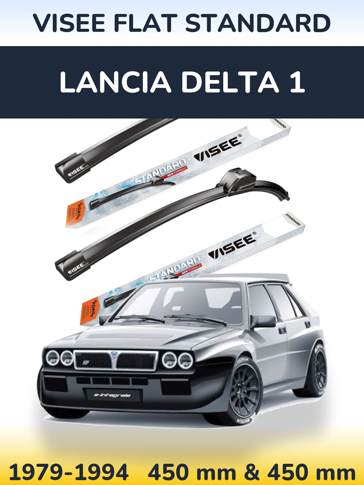 Sada předních stěračů VISEE FLAT STANDARD 450 a 450 mm pro Lancia Delta 1 1979-1994