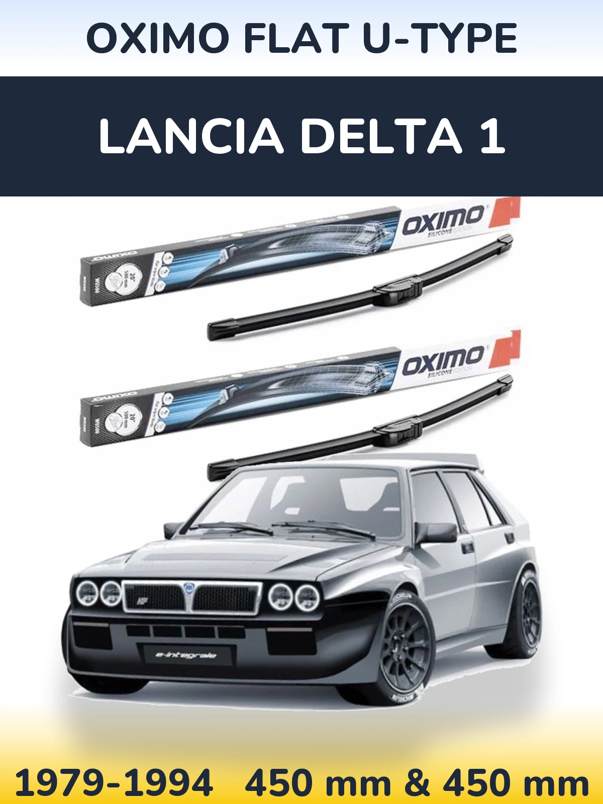 Sada předních stěračů Oximo Flat U-type 450 a 450 mm pro Lancia Delta 1 1979-1994