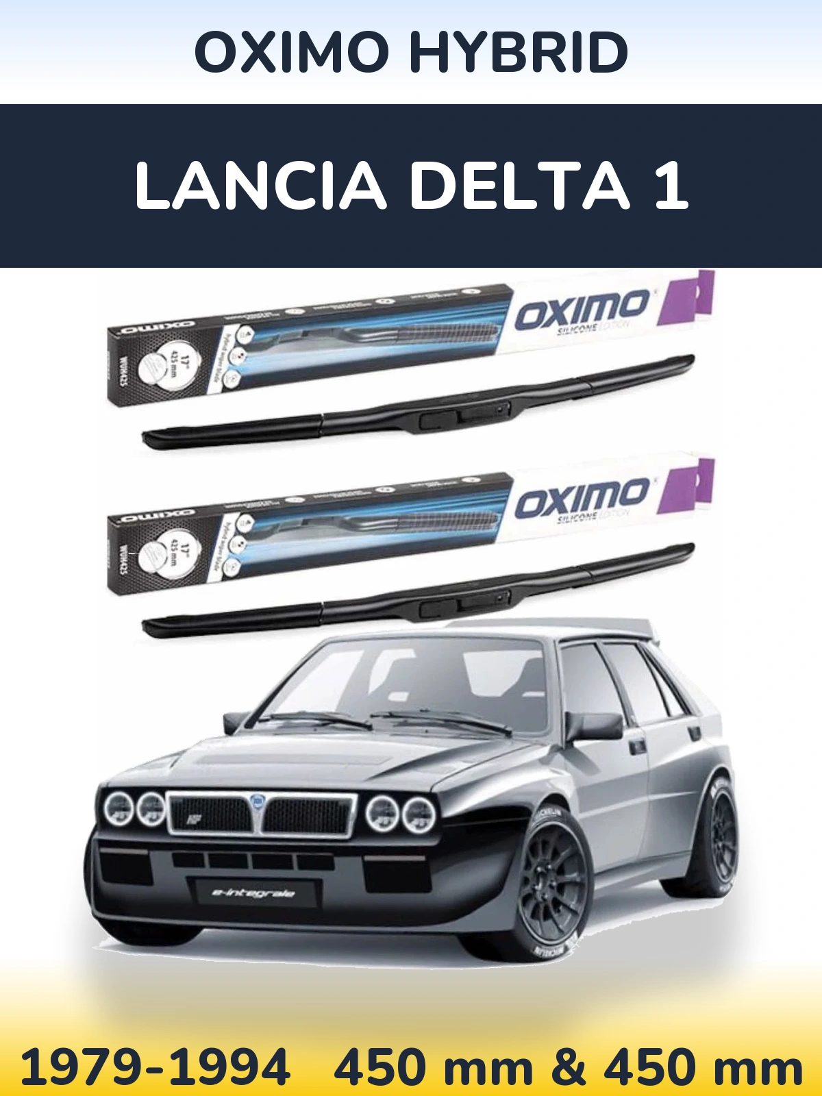 Sada předních stěračů Oximo Hybrid 450 a 450 mm pro Lancia Delta 1 1979-1994