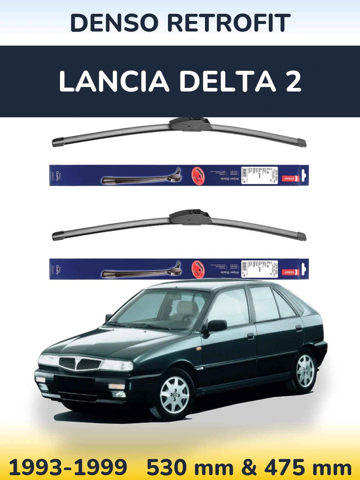 Sada předních stěračů Denso Retrofit 530 a 475 mm pro Lancia Delta 2 1993-1999