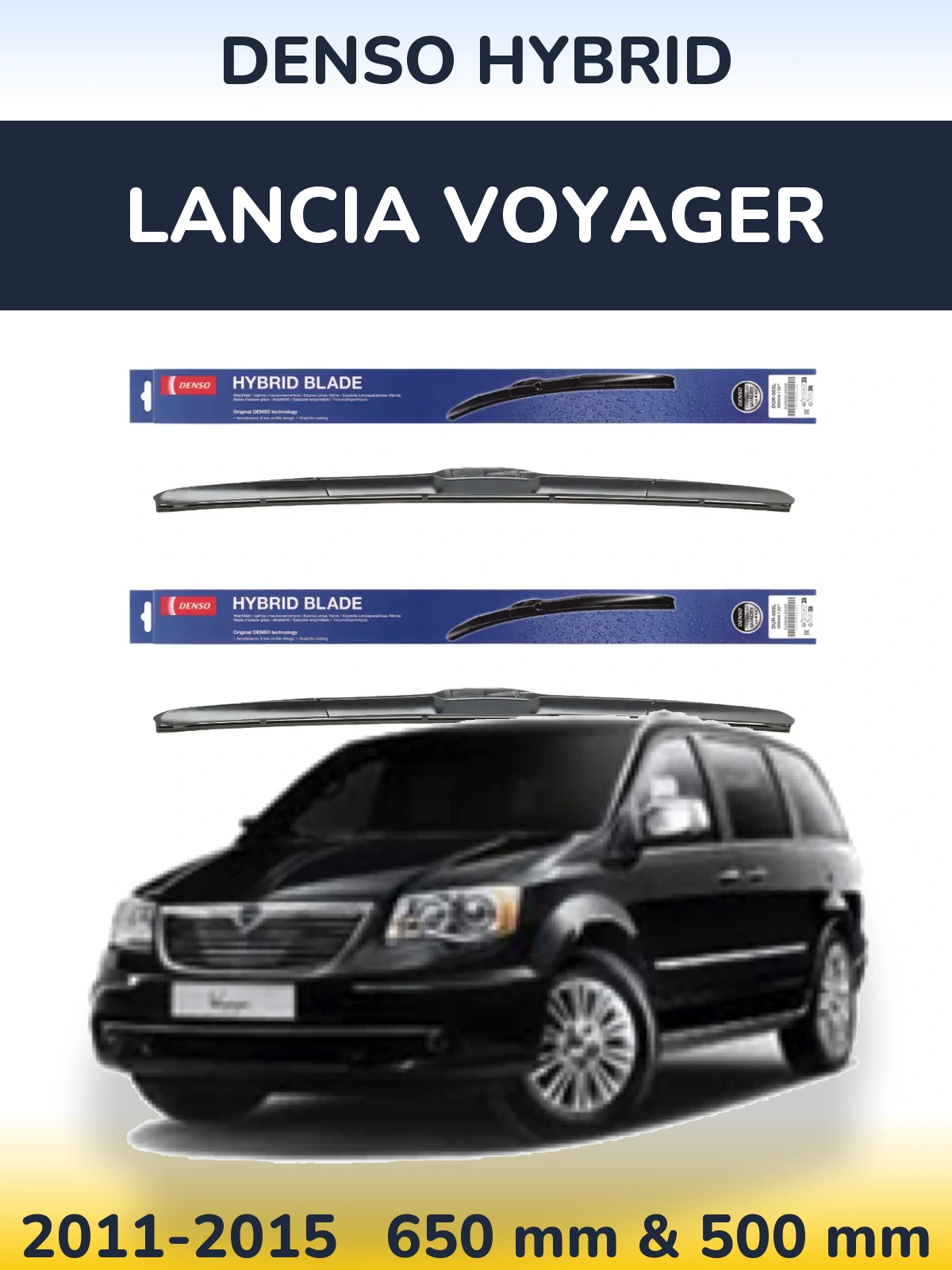 Sada předních stěračů Denso Hybrid 650 a 500 mm pro Lancia Voyager 2011-2015