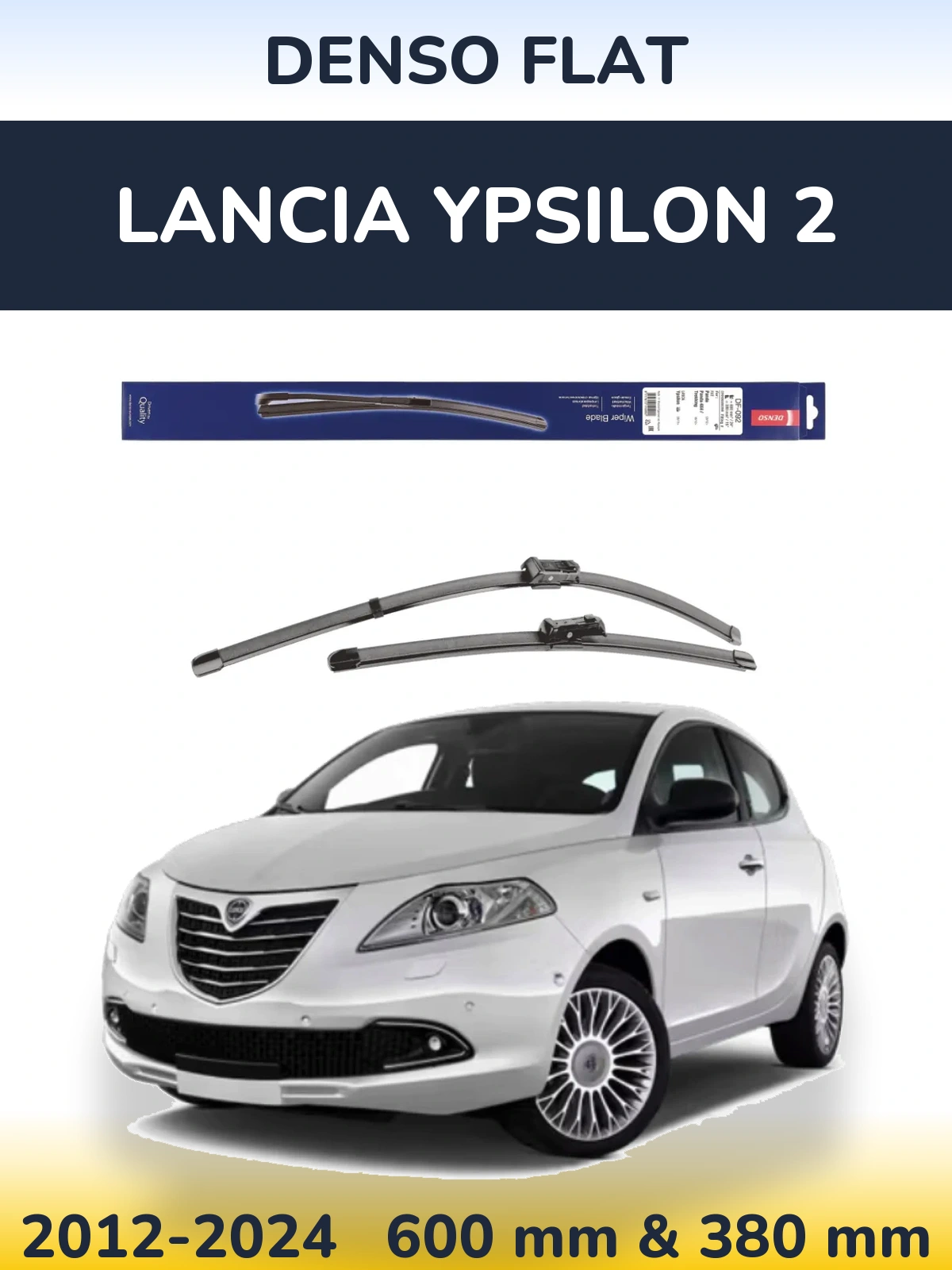 Sada předních stěračů Denso Flat 600 a 380 mm pro Lancia Ypsilon 2 2012-2024