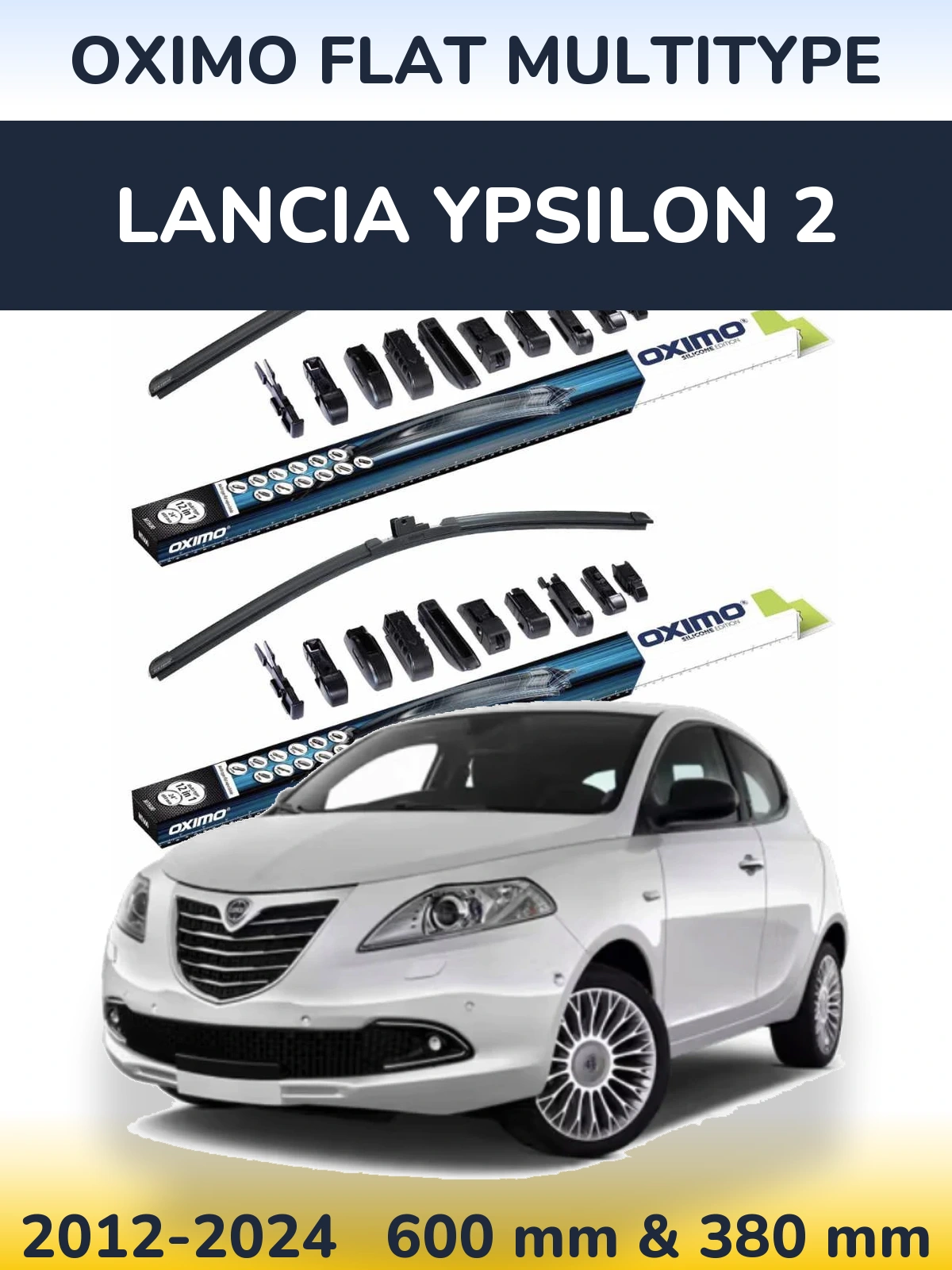Sada předních stěračů Oximo Flat MultiType 600 a 380 mm pro Lancia Ypsilon 2 2012-2024
